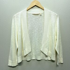 Soft Surroundings Womens Sweater Sz S Cream Open Cropped Cardigan Dolman Sleeve